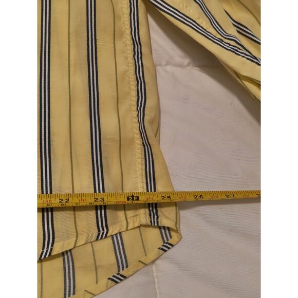 Burberry London Men’s XL Shirt Yellow Blue Stripe Button-Up Made in USA Luxury - Picture 8 of 12
